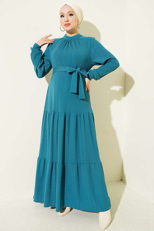 Robe En Maille À Capuche Et Motif Petrol