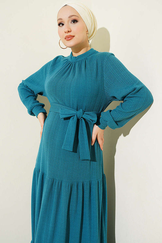 Robe En Maille À Capuche Et Motif Petrol