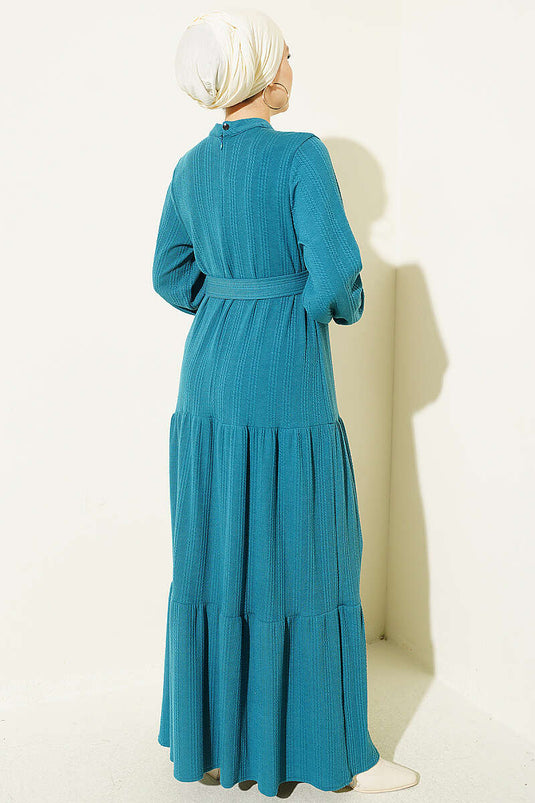 Robe En Maille À Capuche Et Motif Petrol