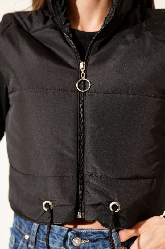 Doudoune sans manches à col montant, noire