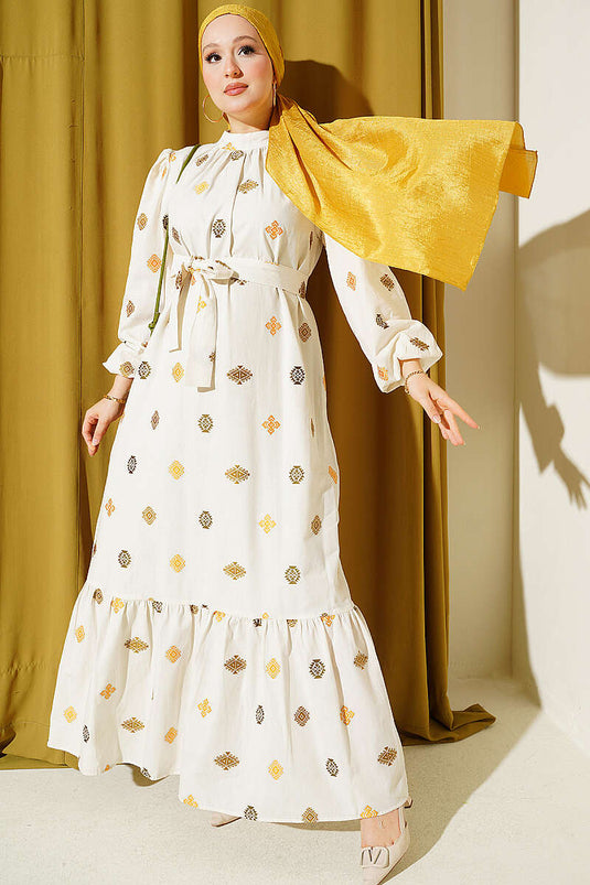 Robe Brodée À Capuche Et Motifs En Kaki