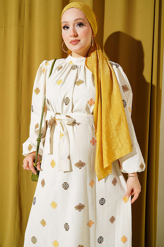Robe Brodée À Capuche Et Motifs En Kaki