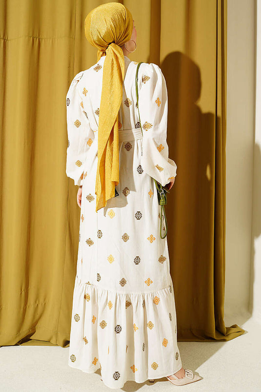 Robe Brodée À Capuche Et Motifs En Kaki