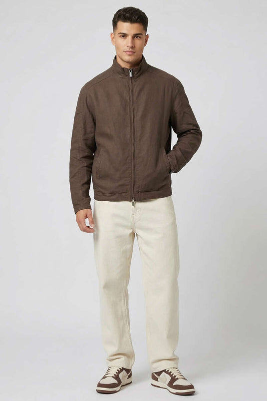 Veste Homme Col Montant Tensel Marron
