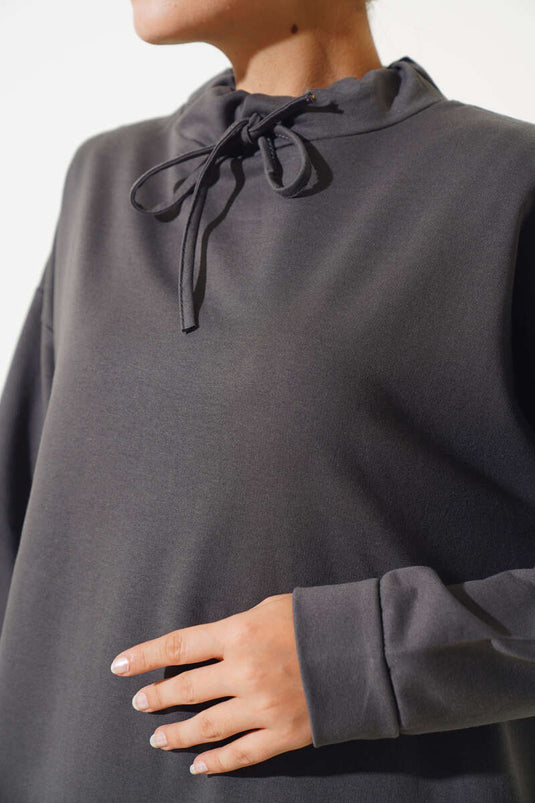 Dik Yaka Tunik Füme