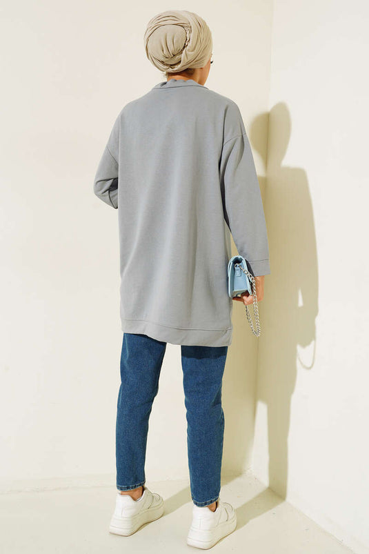 Dik Yaka Tunik Gri