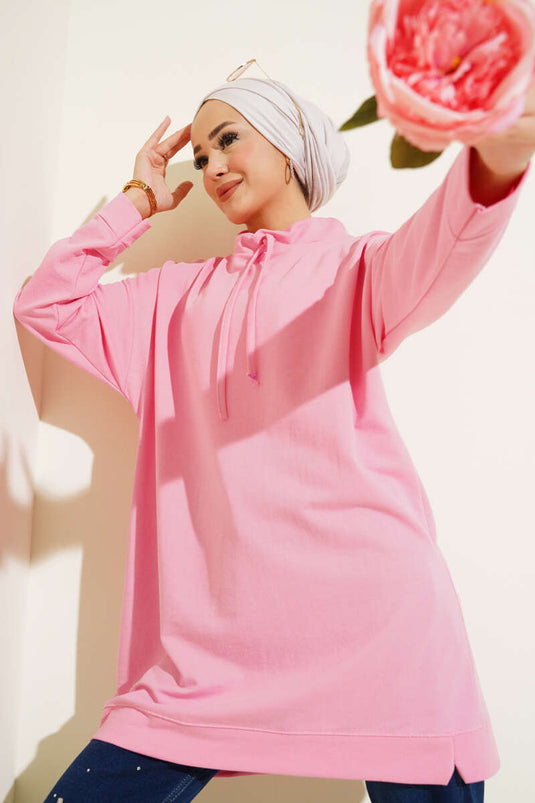 Dik Yaka Tunik Pembe