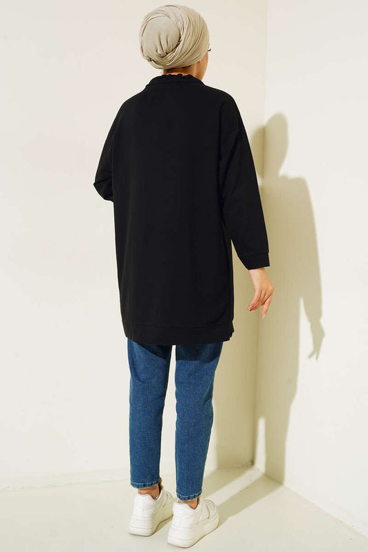 Tunique à col montant noire