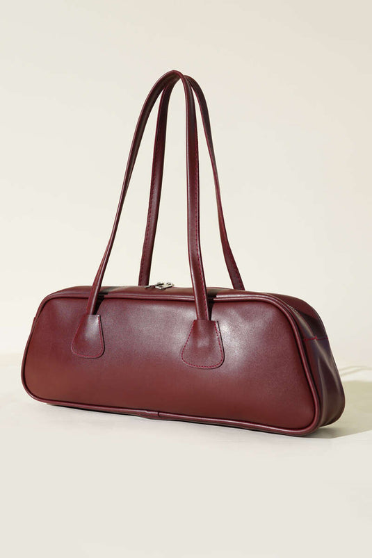Dikdörtgen Fermuarlı Çanta Bordo
