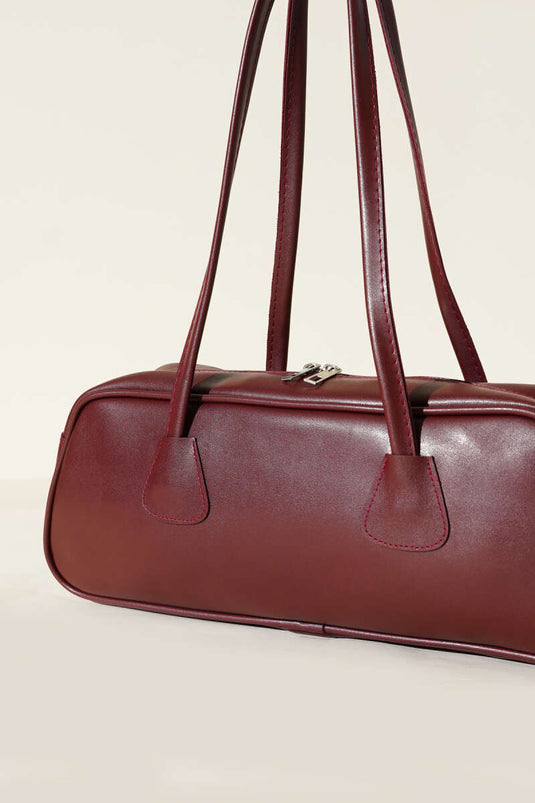 Rectangular Zipper Bag, Burgundy