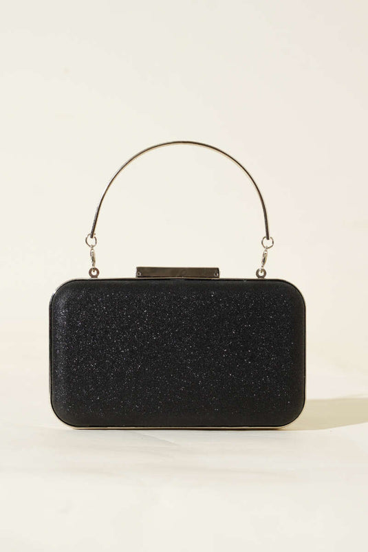 Rectangular Handle Evening Bag, Black
