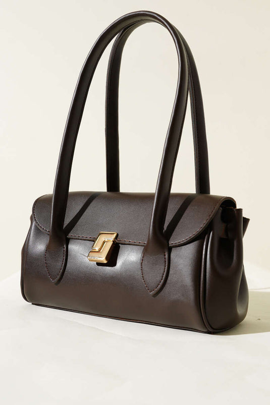 Sac rectangulaire magnétique à longue poignée marron