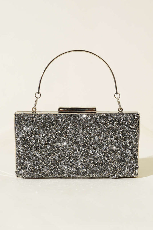 Rectangular Embellished Evening Bag, Smoke Grey