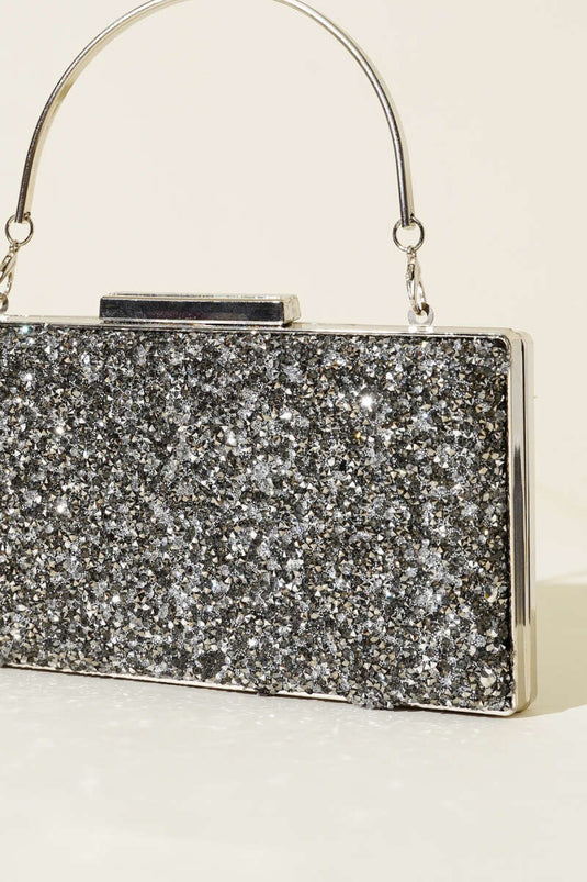 Rectangular Embellished Evening Bag, Smoke Grey