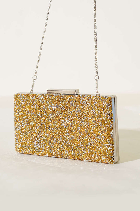 Rectangular Stoned Evening Bag Yellow