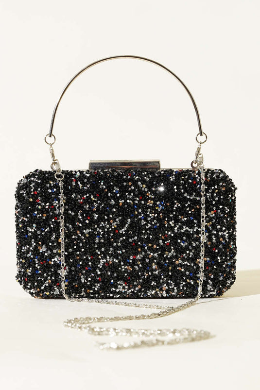 Sac de soirée rectangulaire à anses ornées de pierres, assortiment