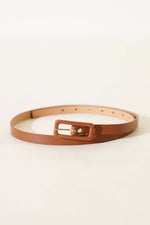 Ceinture fine à boucle rectangulaire couleur fauve
