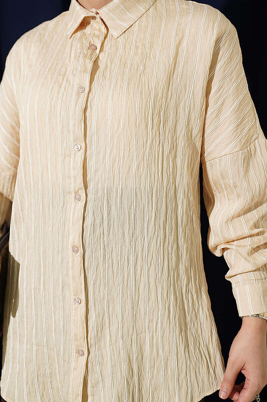 Camicia Basic A Righe Verticali Latte