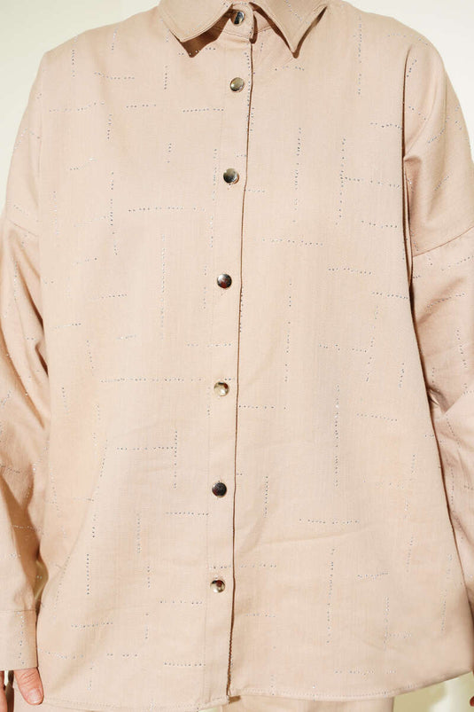 Vertical Mini Set with Stones Beige