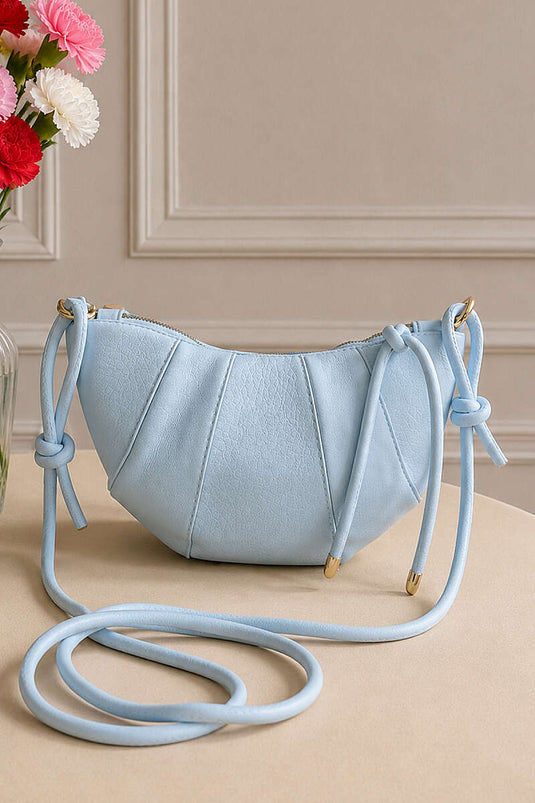 Sac ovale zippé avec détails de couture bleu bébé