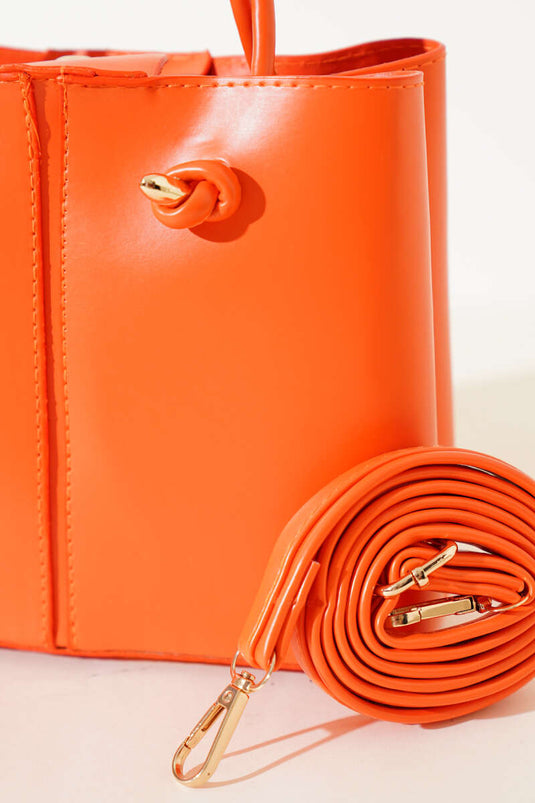 Women's Handbag Orange with Stitching Details