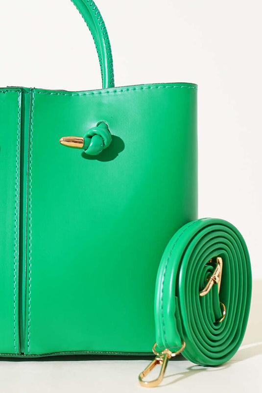 Women's Handbag with Stitching Details, Green