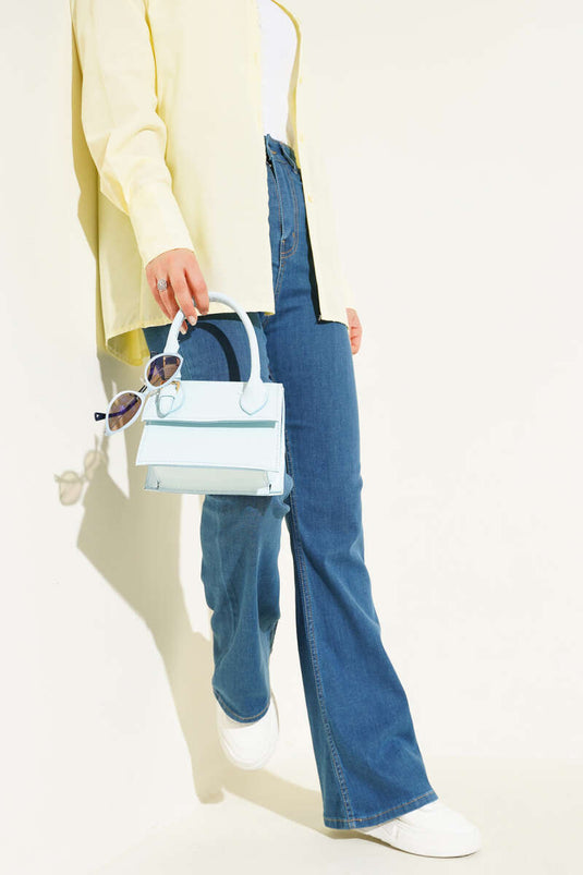 Stitched Bell-bottom Jeans Blue