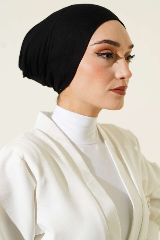 غطاء رأس سهل الارتداء بدون خياطة، أسود