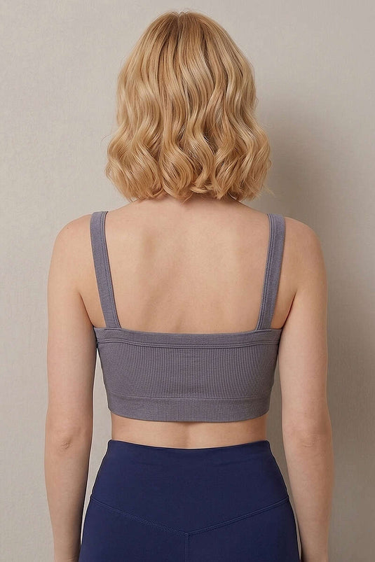 Bustier gris épais sans couture à bretelles larges