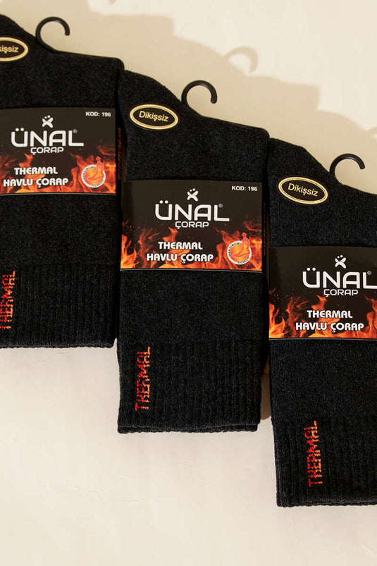 Dikişsiz Termal Üçlü Erkek Çorap Antrasit