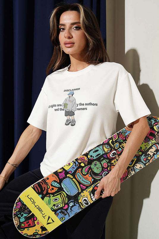Haftungsausschluss Bedrucktes T-Shirt Ecru
