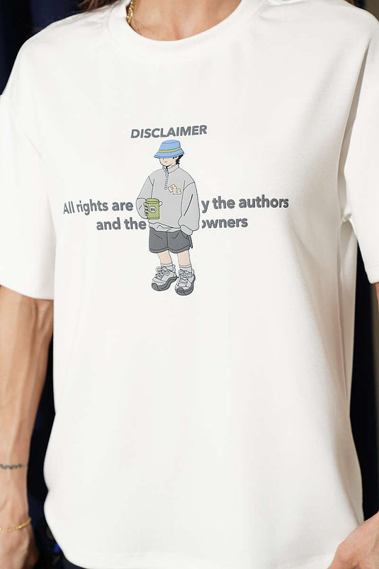Haftungsausschluss Bedrucktes T-Shirt Ecru