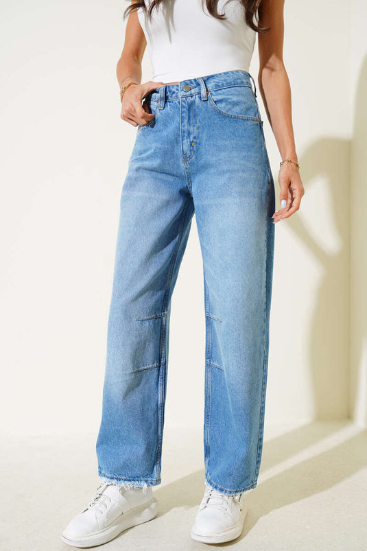 Light Blue Jeans with Knee Darts