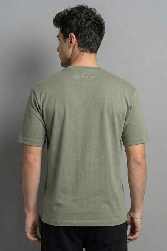 T-shirt oversize homme kaki imprimé Don't Look Back