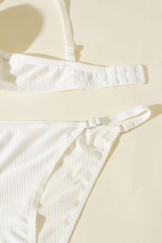 Double Push Up Ribbed Bra Set Ecru