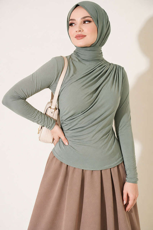 Sandy Draped Blouse In Calla Groen