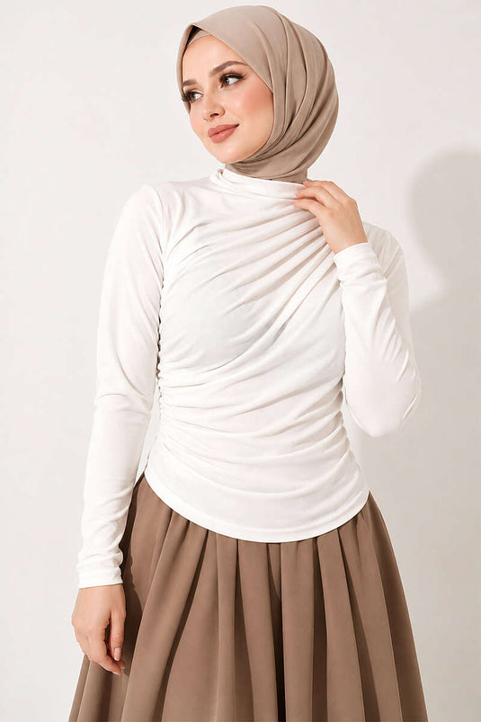 Sandy Drapeli Ecru Blouse