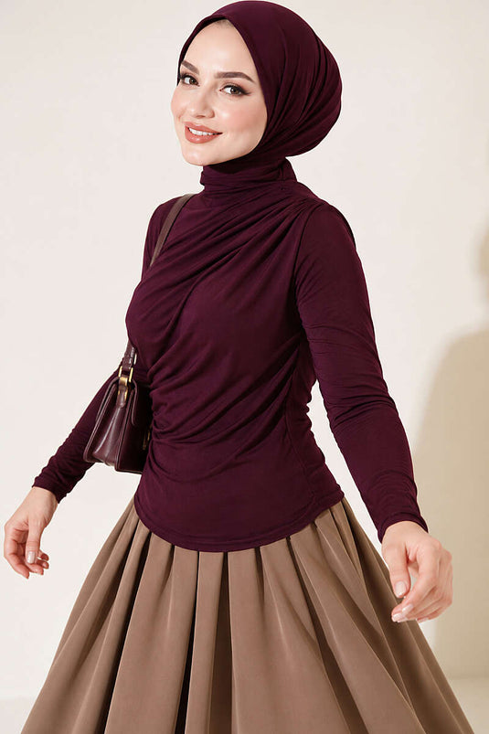 Blouse Sandy Drapée Mauve