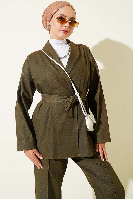 Conjunto De Pantalones Cargo Con Capucha, Cinturón Y Doble Capa
