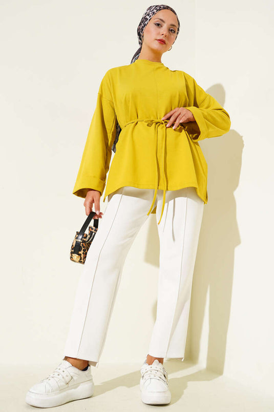 Tunique à manches doubles nouées en corde vert pétrole