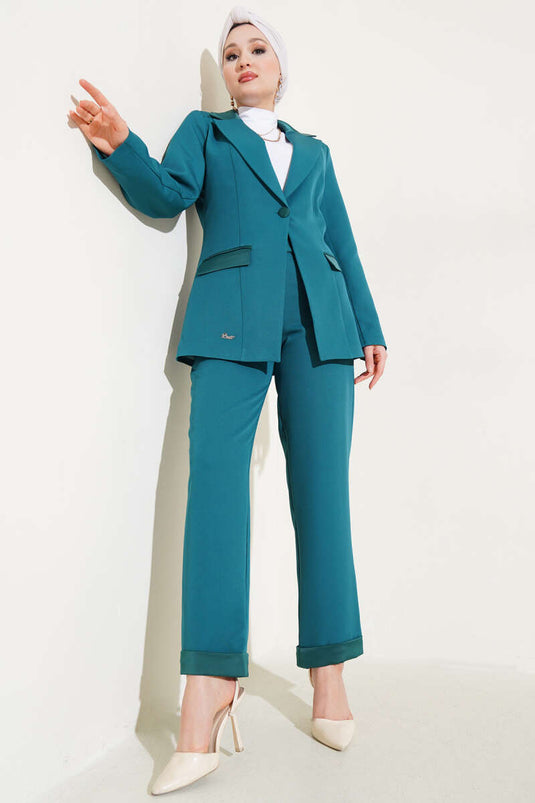 Emerald Double-Lapel Jacket Set