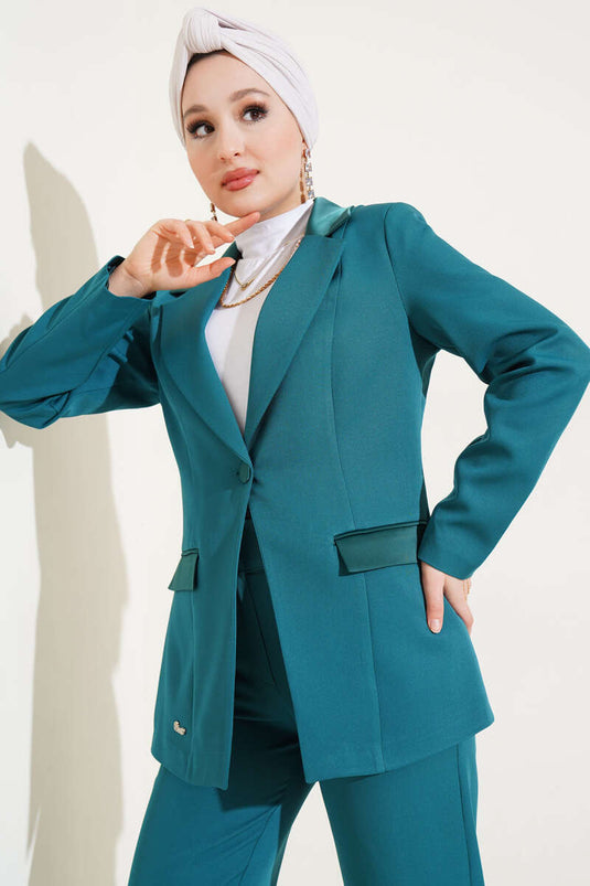 Emerald Double-Lapel Jacket Set