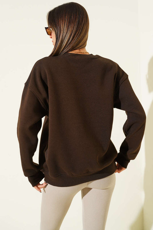 Sweat-shirt brodé canard, café