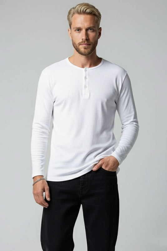 Sweat-shirt blanc pour homme avec détails de boutons