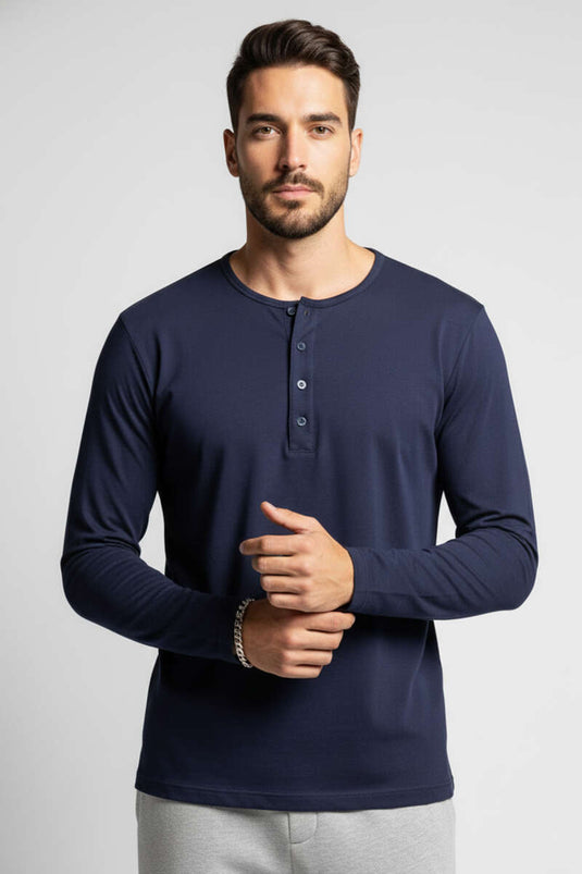 Sweat-shirt homme bleu marine avec détails de boutons