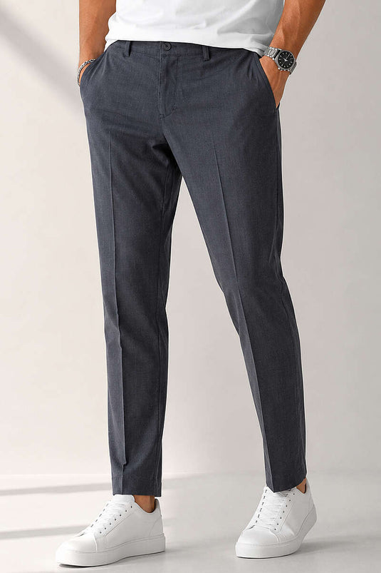 Düğme Detaylı Gabardin Erkek Pantolon Gri