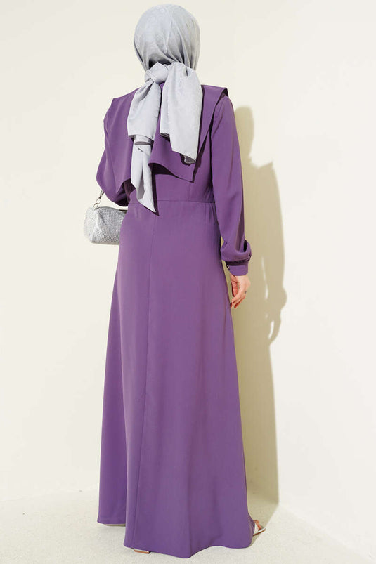 Robe salopette lilas avec détails boutons