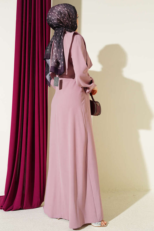 Button Detail Pinafore Dress Powder Pink