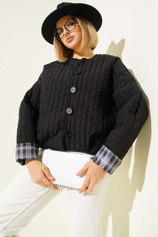 Giacca trapuntata con bottoni nera
