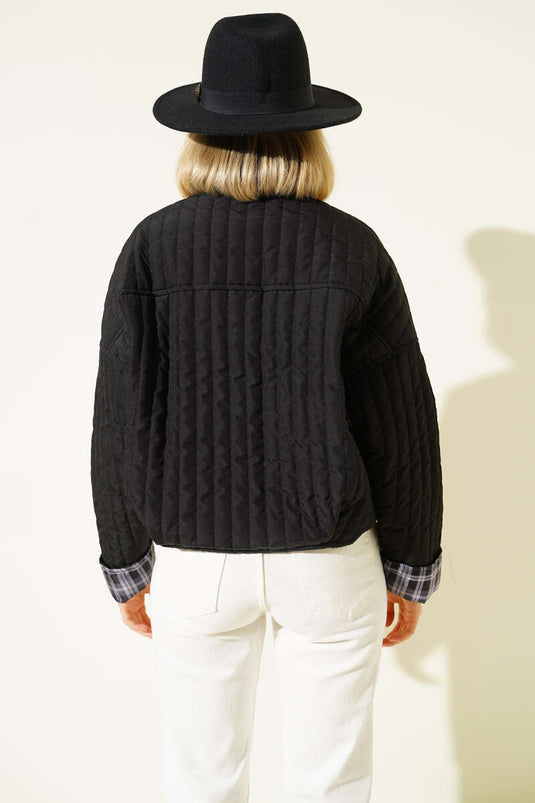 Giacca trapuntata con bottoni nera